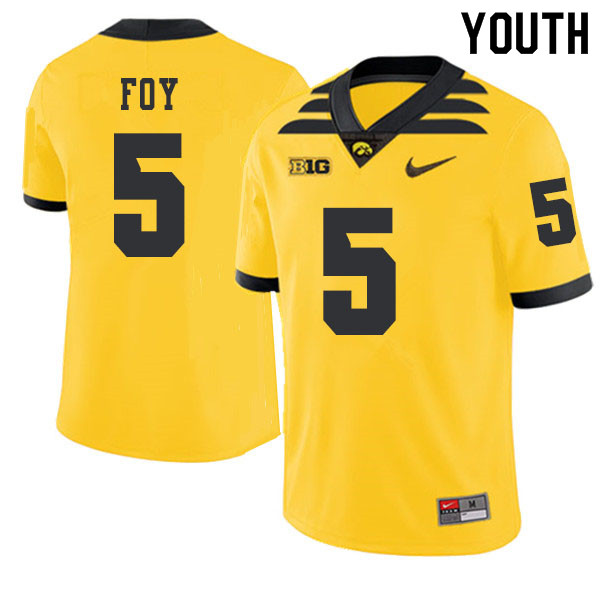 2019 Youth #5 Javon Foy Iowa Hawkeyes College Football Alternate Jerseys Sale-Gold